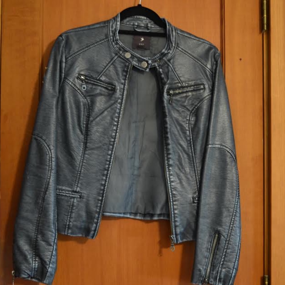 Gray Leather Jacket